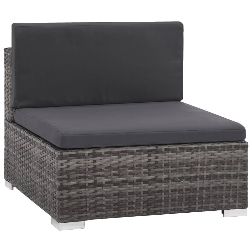 6-Delige Loungeset Met Kussens Poly Rattan Grijs