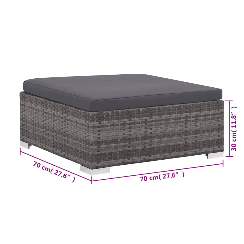 6-Delige Loungeset Met Kussens Poly Rattan Grijs