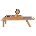 Ligbed Inklapbaar Met Wielen Massief Teakhout En Textileen