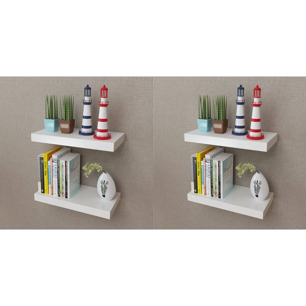 Wandplanken Mdf Zwevend Voor Boeken/Dvd 2 St Wit