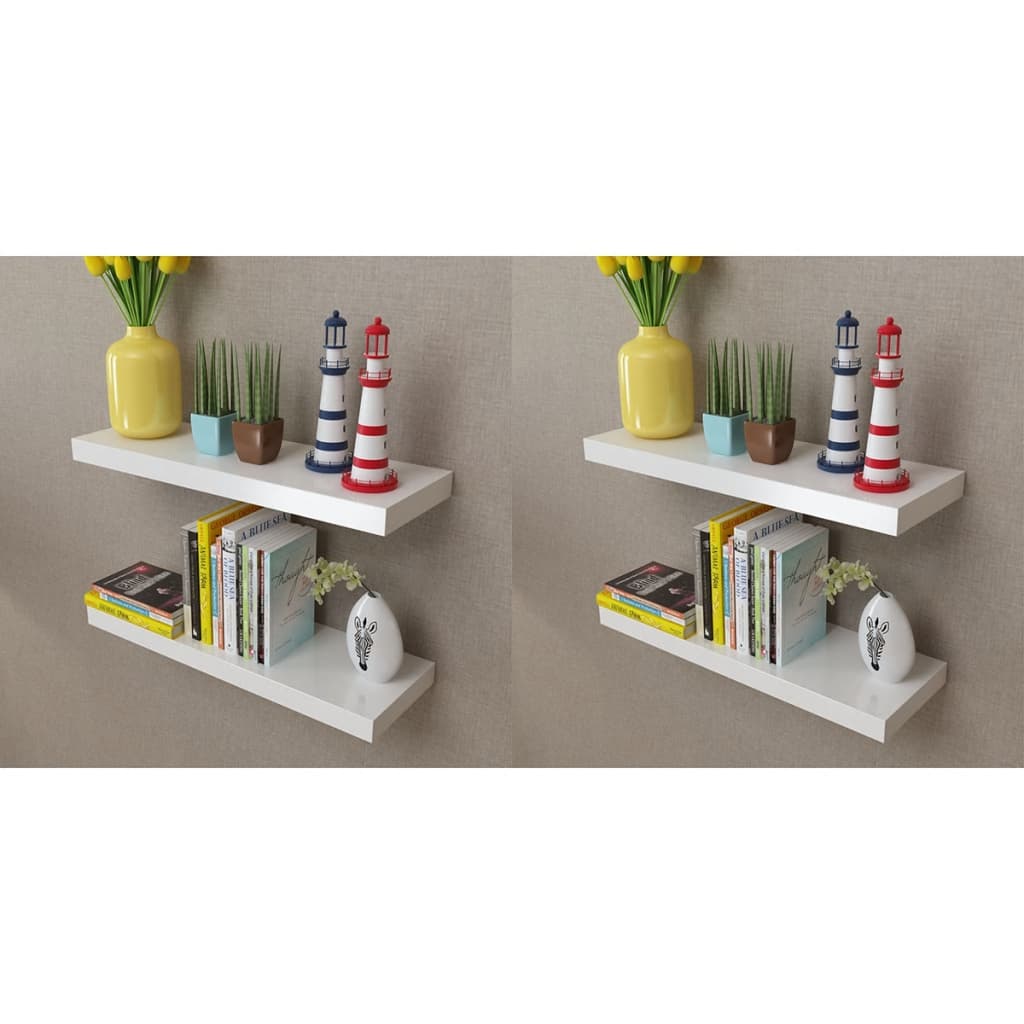 Wandplanken Mdf Zwevend Voor Boeken/Dvd 2 St Wit