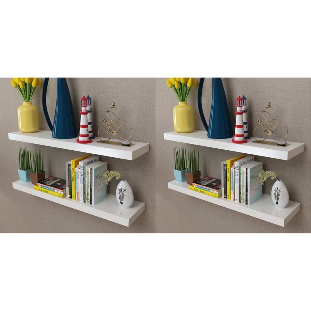 Wandplanken Mdf Zwevend Voor Boeken/Dvd 2 St Wit