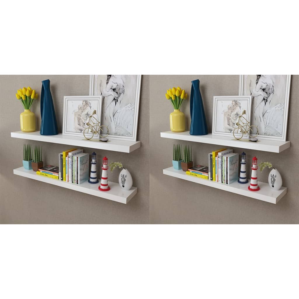 Wandplanken Mdf Zwevend Voor Boeken/Dvd 2 St Wit