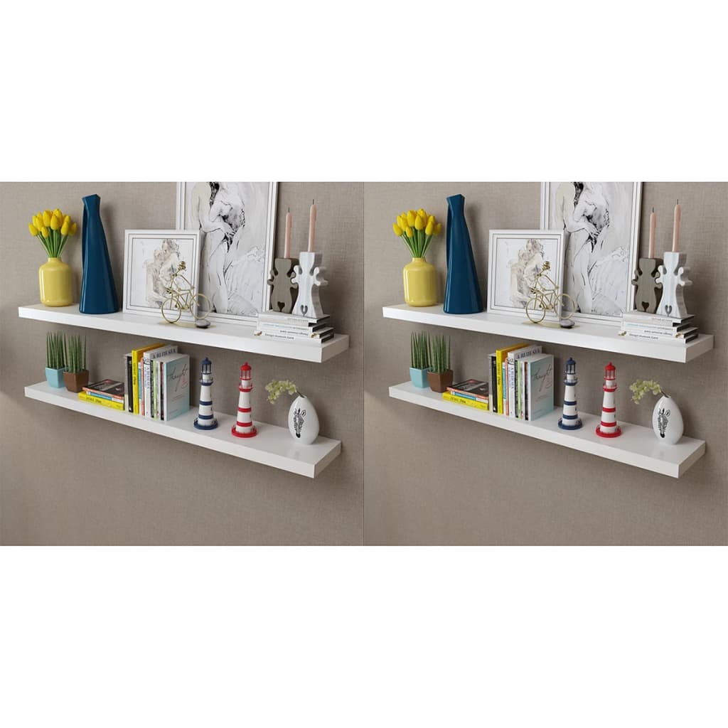 Wandplanken Mdf Zwevend Voor Boeken/Dvd 2 St Wit