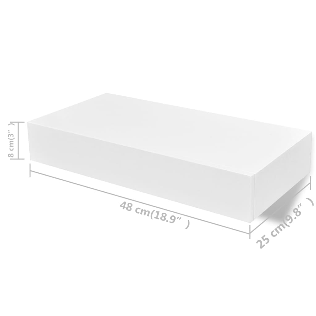 Wandplanken Zwevend Met Lades Wit