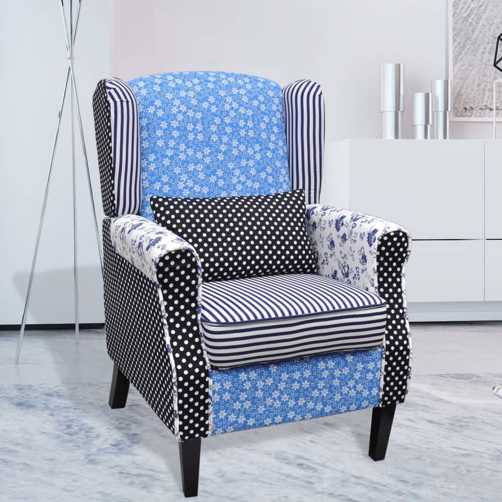 Fauteuil Met Stof Blauw/Grijs