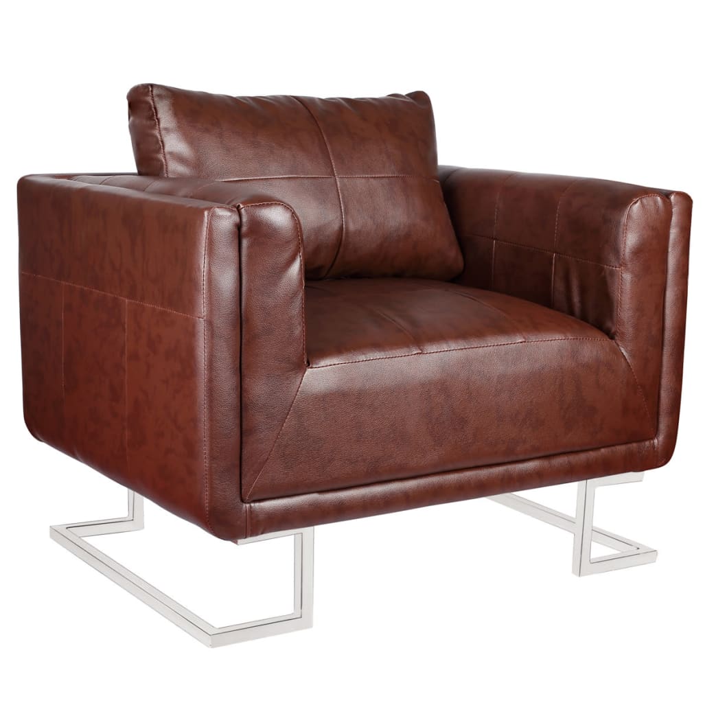 Fauteuil Met Verchroomde Poten Kubus Kunstleer