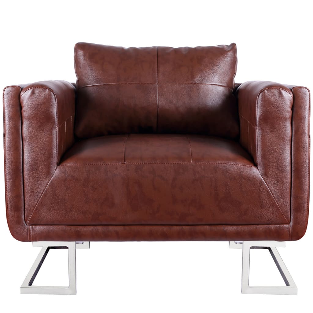 Fauteuil Met Verchroomde Poten Kubus Kunstleer