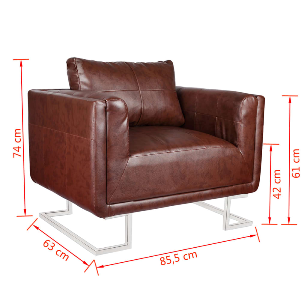 Fauteuil Met Verchroomde Poten Kubus Kunstleer