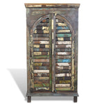 Boekenkast Met 3 Schappen 2 Deuren Gerecycled Hout Meerkleurig Lichtbruin