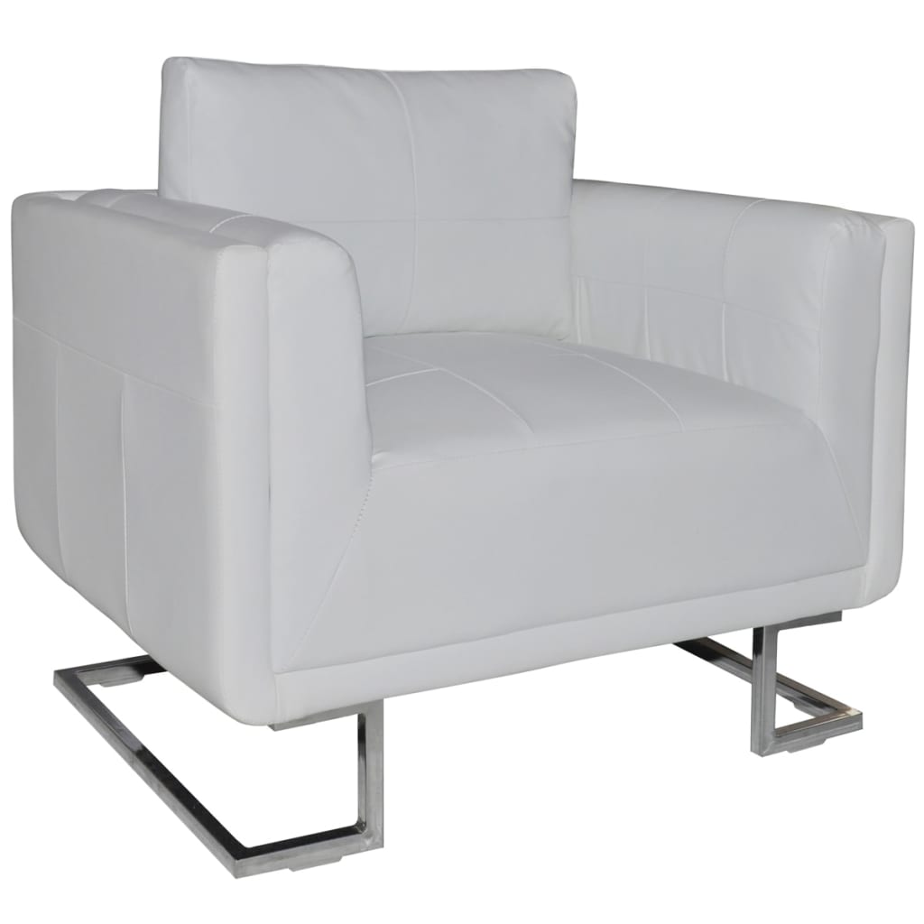 Fauteuil Met Verchroomde Poten Kubus Kunstleer