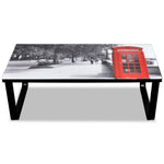 Salontafel Met Telefooncel-Print Glazen Tafelblad