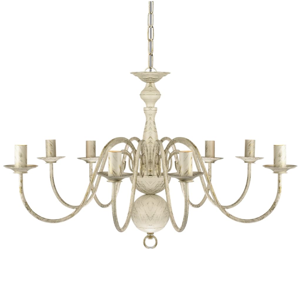 Kroonluchter Metaal 8 X E14 Lampen Wit