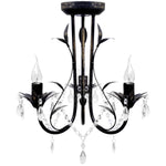 Kroonluchter Art Nouveau Metaal Kristallen Kralen 3 Gloeilampen Zwart