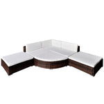 -Delige Loungeset Met Kussens Poly Rattan
