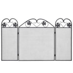 Haardscherm 3 Panelen Ijzer Zwart