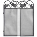 Haardscherm 3 Panelen Ijzer Zwart