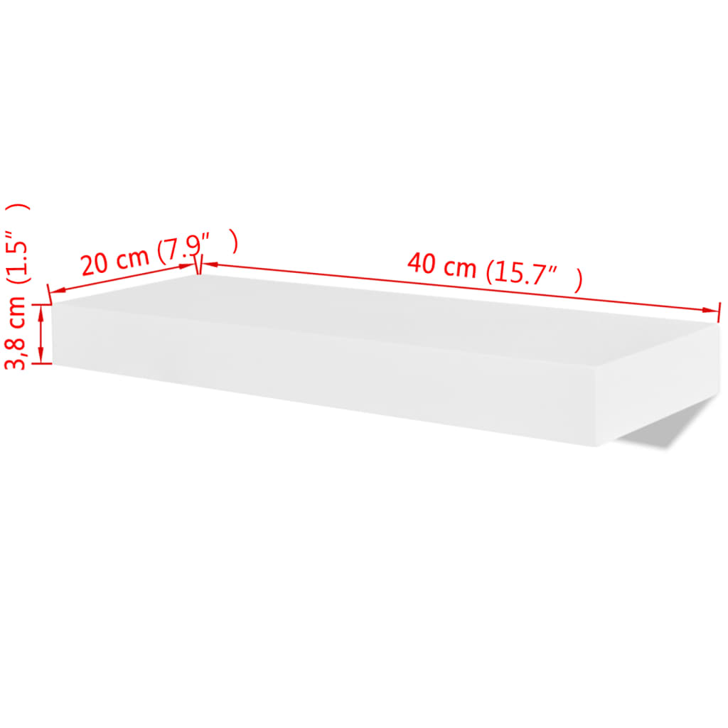 Wandplanken Mdf Zwevend Voor Boeken/Dvd 2 St Wit