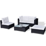 5-Delige Loungeset Met Kussens Poly Rattan Zwart