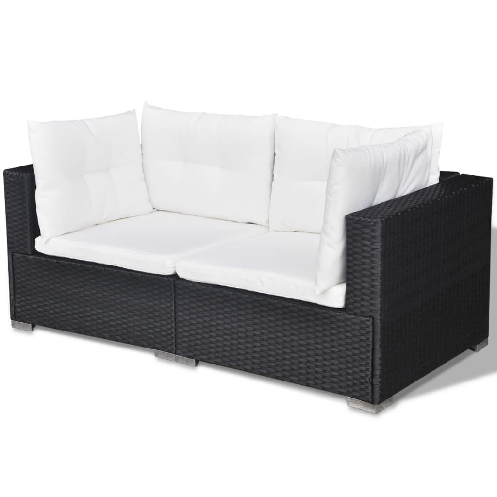 5-Delige Loungeset Met Kussens Poly Rattan Zwart
