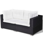 5-Delige Loungeset Met Kussens Poly Rattan Zwart