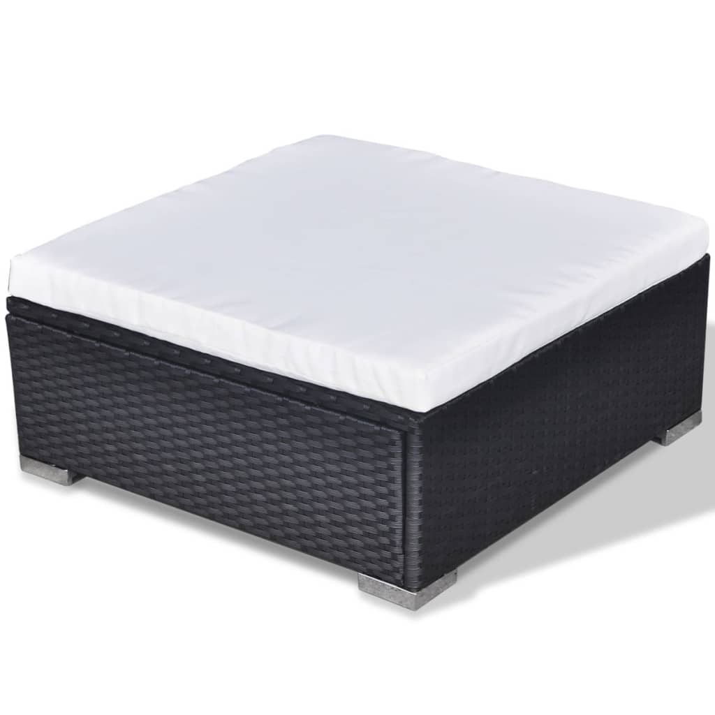 5-Delige Loungeset Met Kussens Poly Rattan Zwart
