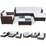 6-Delige Loungeset Met Kussens Poly Rattan Bruin