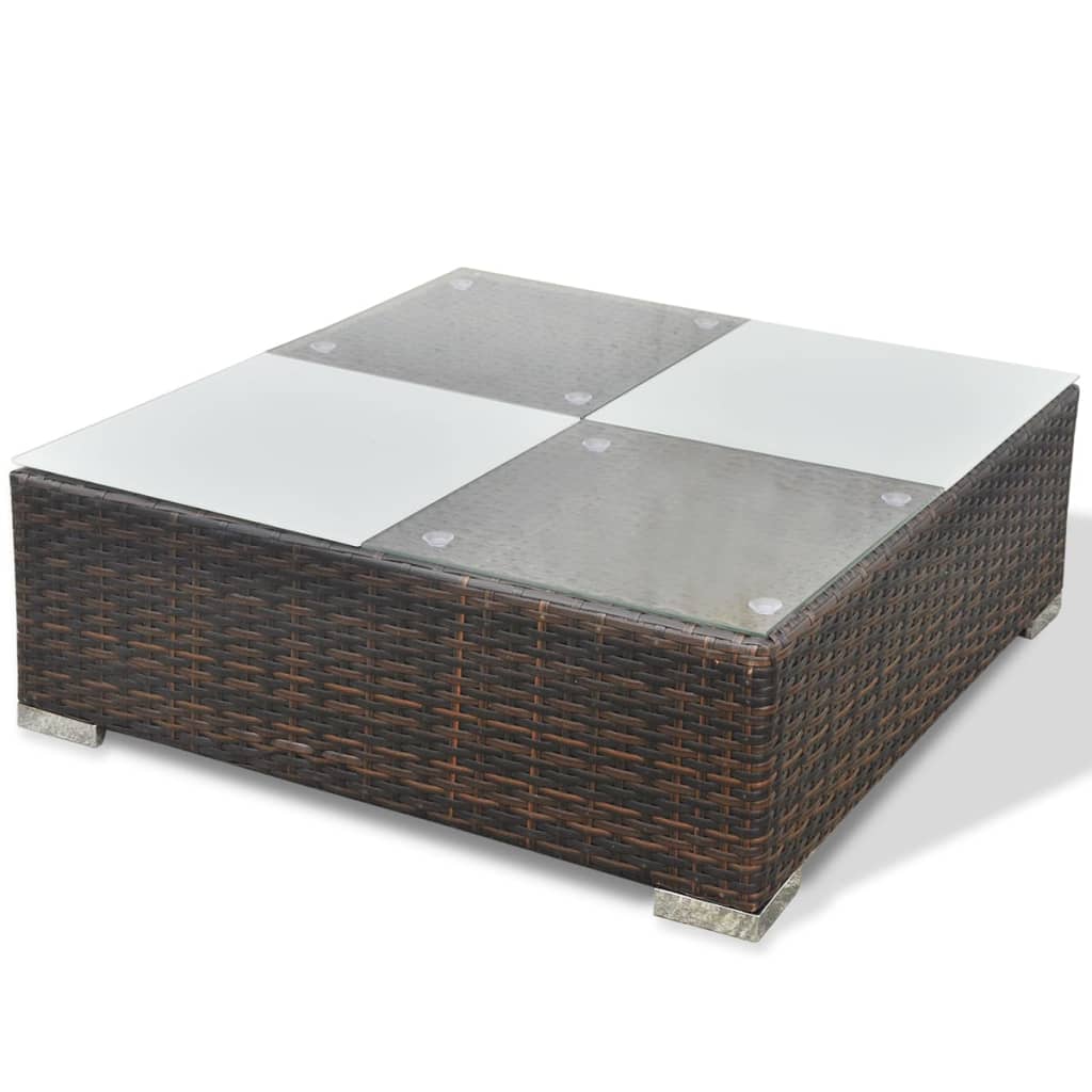 6-Delige Loungeset Met Kussens Poly Rattan Bruin
