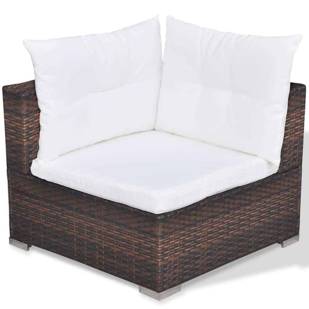 6-Delige Loungeset Met Kussens Poly Rattan Bruin