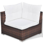 6-Delige Loungeset Met Kussens Poly Rattan Bruin