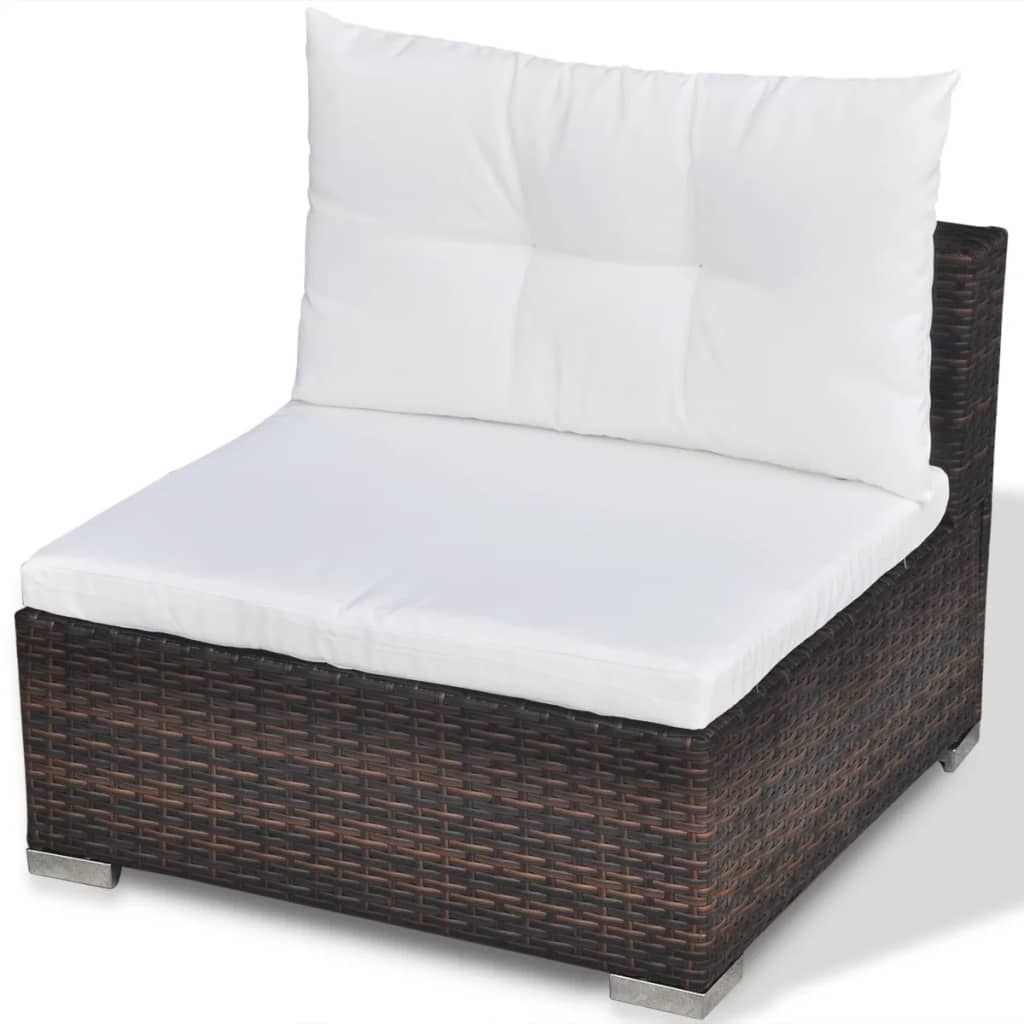 6-Delige Loungeset Met Kussens Poly Rattan Bruin