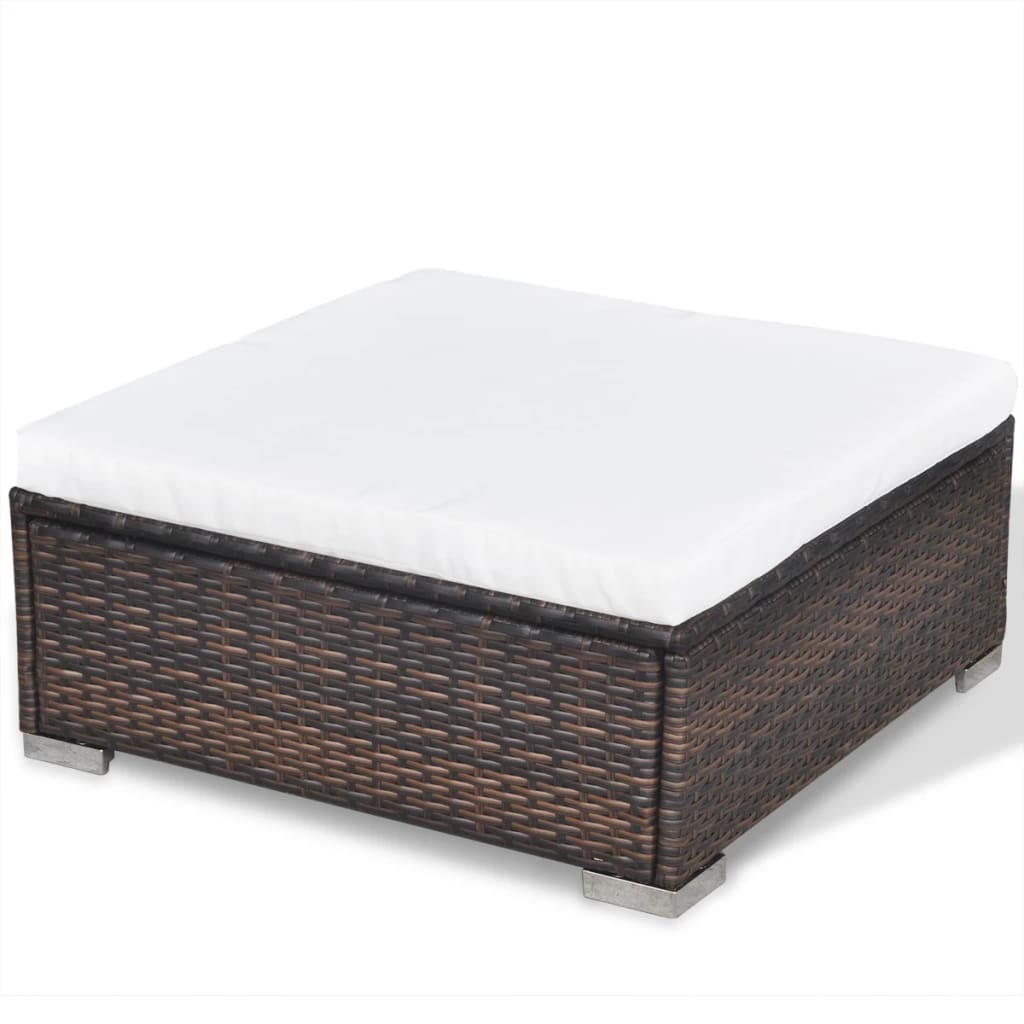 6-Delige Loungeset Met Kussens Poly Rattan Bruin