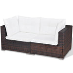 6-Delige Loungeset Met Kussens Poly Rattan Bruin
