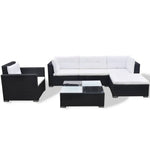 6-Delige Loungeset Met Kussens Poly Rattan Zwart