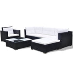 6-Delige Loungeset Met Kussens Poly Rattan Zwart