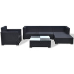 6-Delige Loungeset Met Kussens Poly Rattan Zwart
