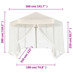 Partytent Pop-Up Zeshoekig Met 6 Zijwanden 3,6X3,1 M Wit