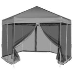 Partytent Pop-Up Zeshoekig Met 6 Zijwanden 3,6X3,1 M Wit