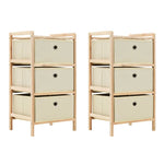 Opbergmeubel Met 3 Stoffen Manden Cederhout Beige