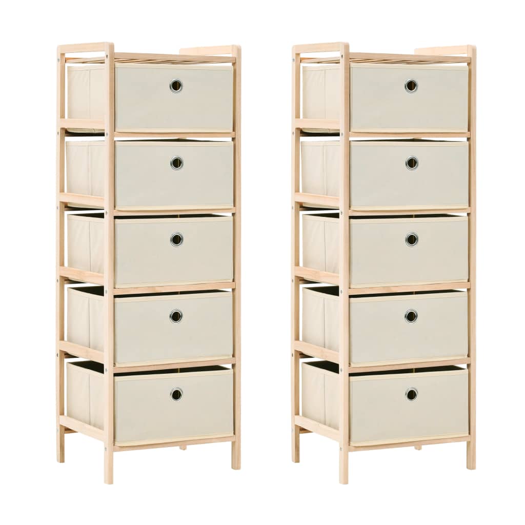 Opbergmeubel Met 3 Stoffen Manden Cederhout Beige