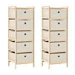 Opbergmeubel Met 3 Stoffen Manden Cederhout Beige
