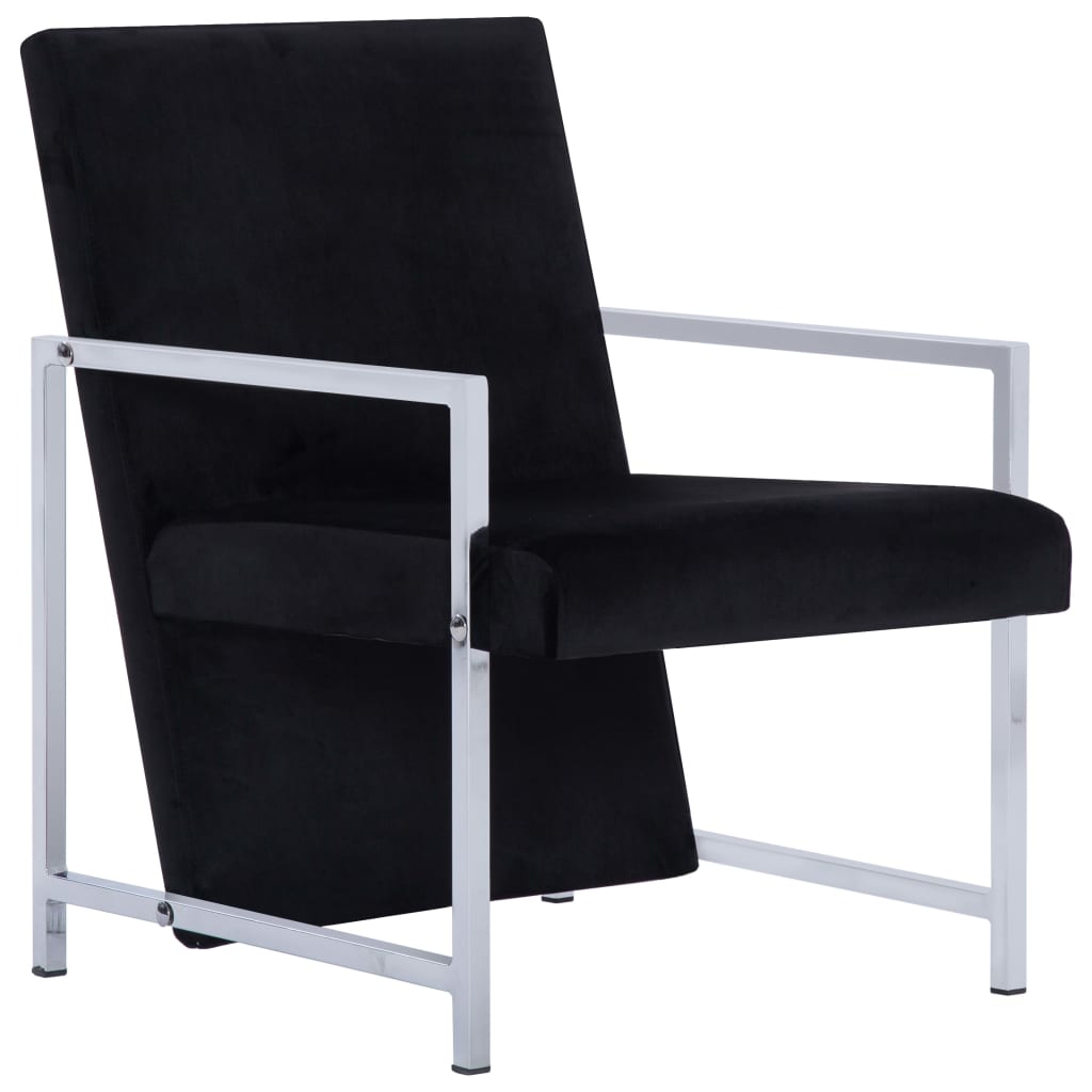 Fauteuil Met Chromen Poten Fluweel
