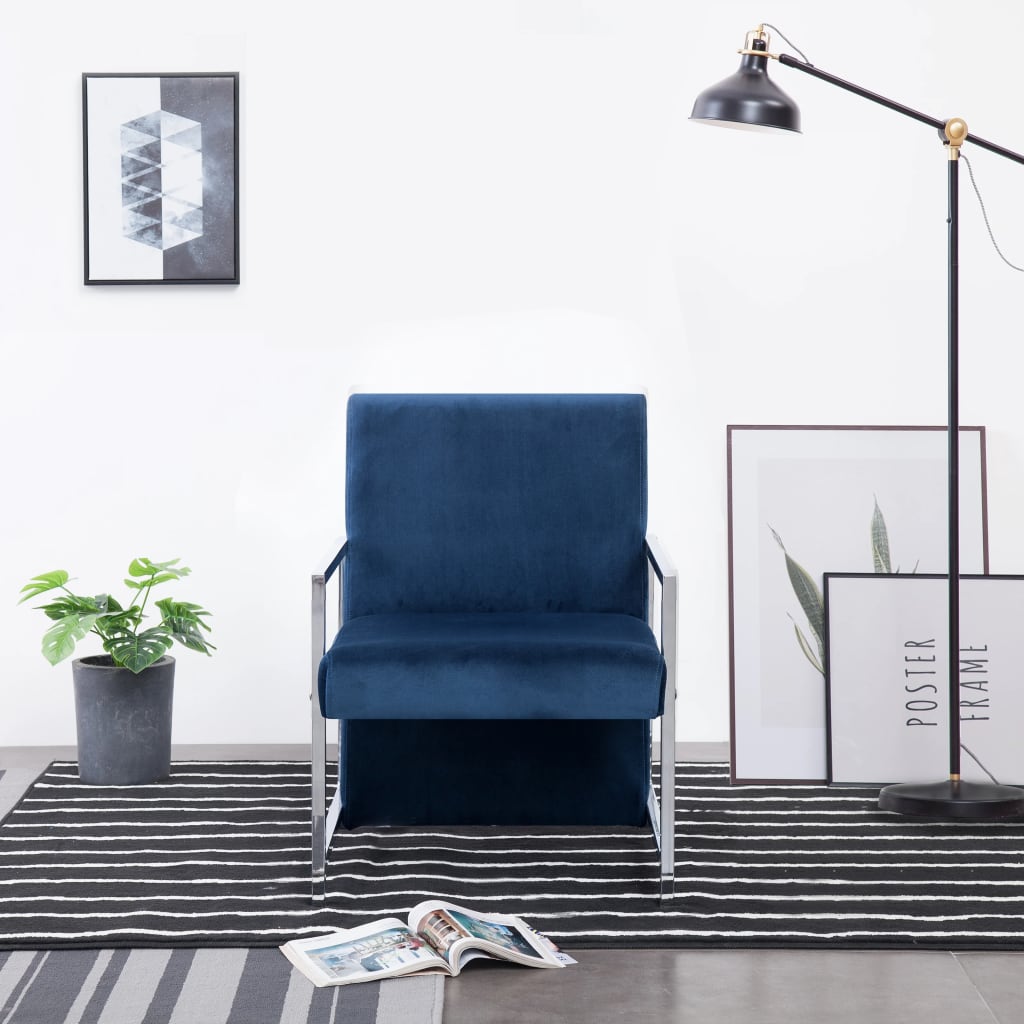 Fauteuil Met Chromen Poten Fluweel