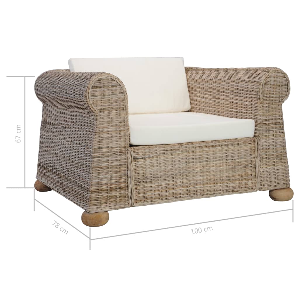 Fauteuil Met Kussens Natuurlijk Rattan Roze