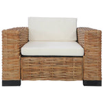Fauteuil Met Kussens Natuurlijk Rattan Wit