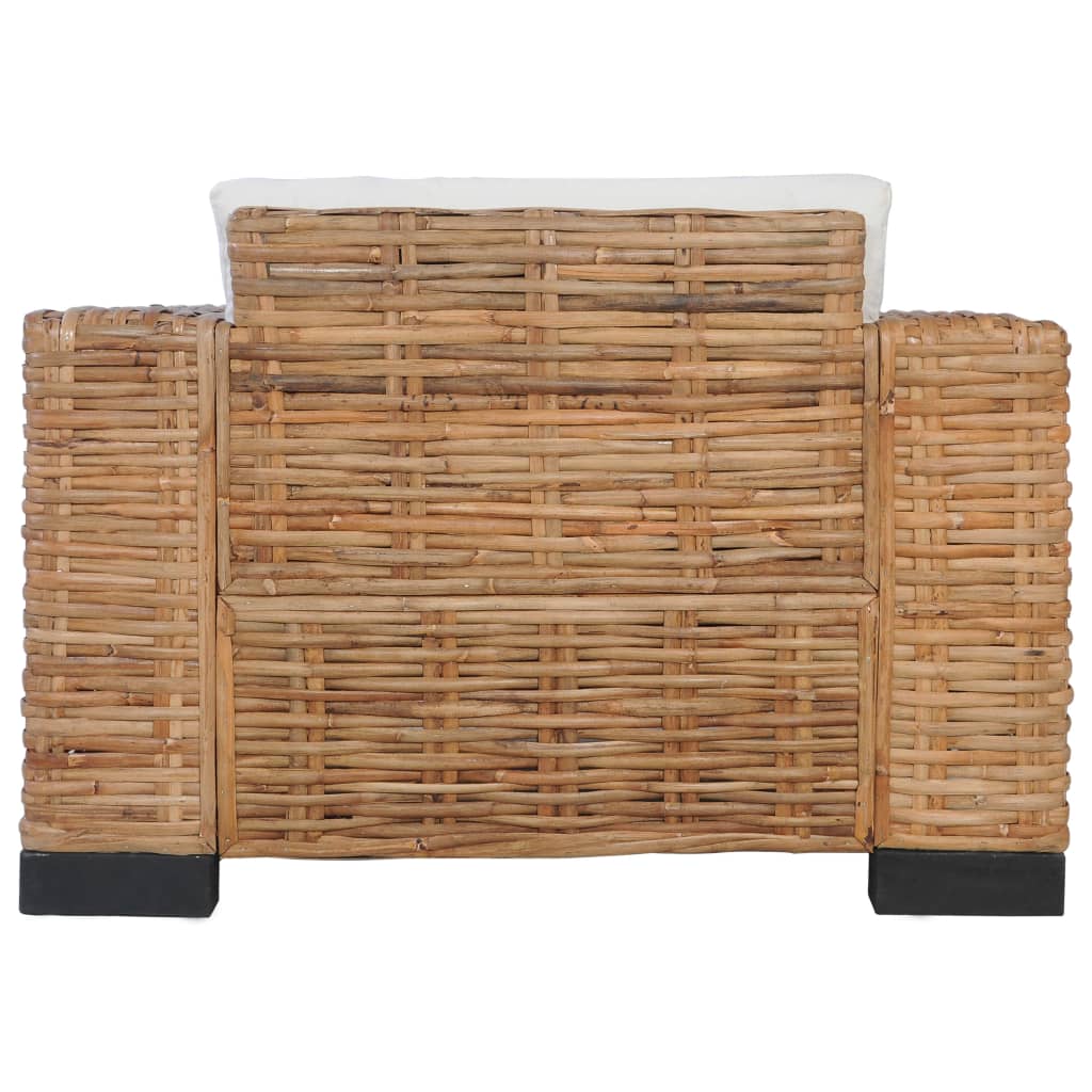 Fauteuil Met Kussens Natuurlijk Rattan Wit