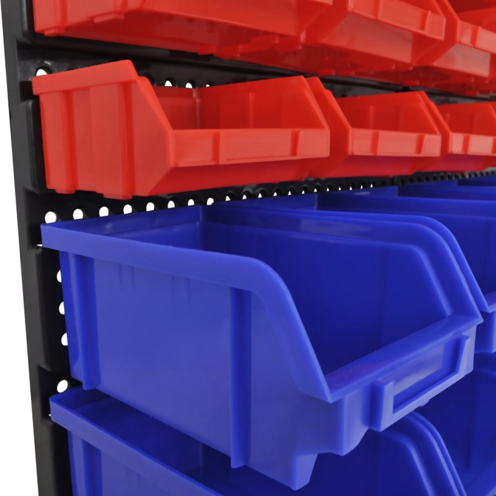 30-Delige Opbergrek Voor Aan De Wand Blauw En Rood