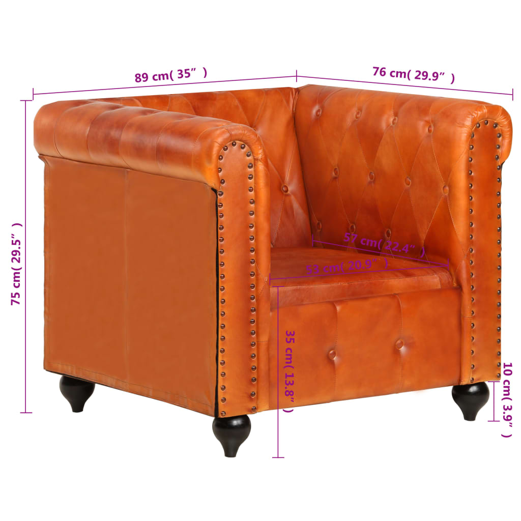 Fauteuil Chesterfield-Stijl Echt Leer