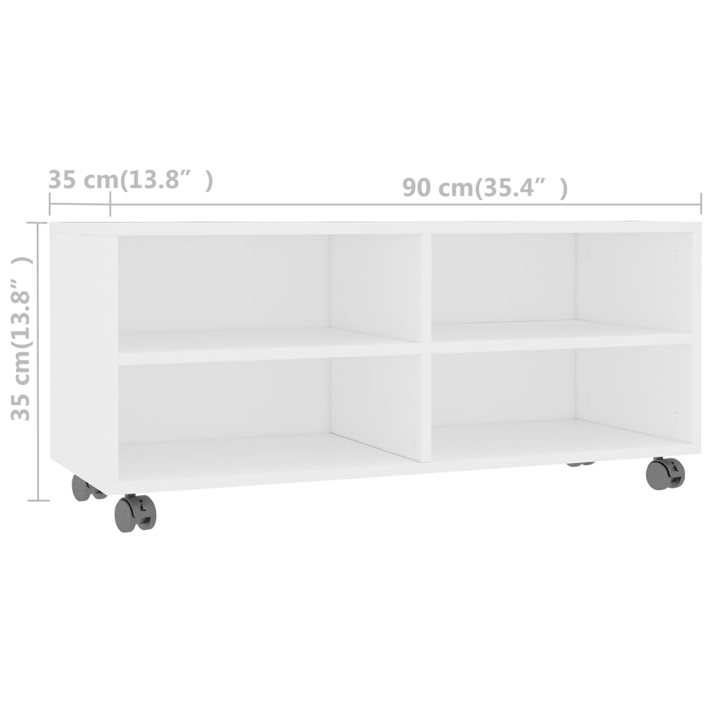 Tv-Meubel Met Wieltjes 90X35X35 Cm Bewerkt Hout