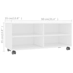 Tv-Meubel Met Wieltjes 90X35X35 Cm Bewerkt Hout